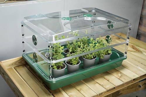 EarlyGrow 95457 24" x 15" x 16.75" Domed Propagator, Green, 3 Side Extenders and Locking Clip Set - size: 3 Side Extenders and Locking Clip Set