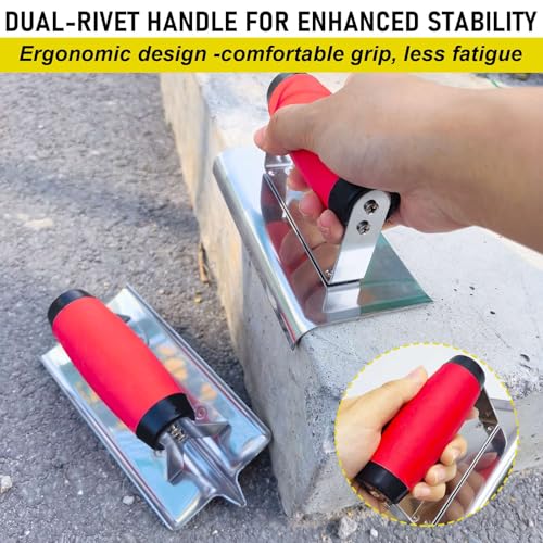 2 Pack Concrete Tools, 6" x 3" Stainless Steel Concrete Edger and Groover - size: 6", Groover+Edger