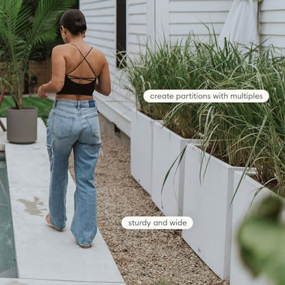 Veradek Block Series Span Planter - Tall Rectangular Outdoor Planter - color: White, size: Medium - 2 Pack