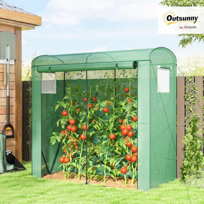 Outsunny Mini Greenhouse Portable Roll-Up Door 78.7" x 29.5" x 74" Green - color: Green