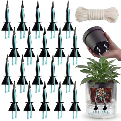 20 Pack Self Watering Spikes for Plants with Wick Rope,Small - size: Small