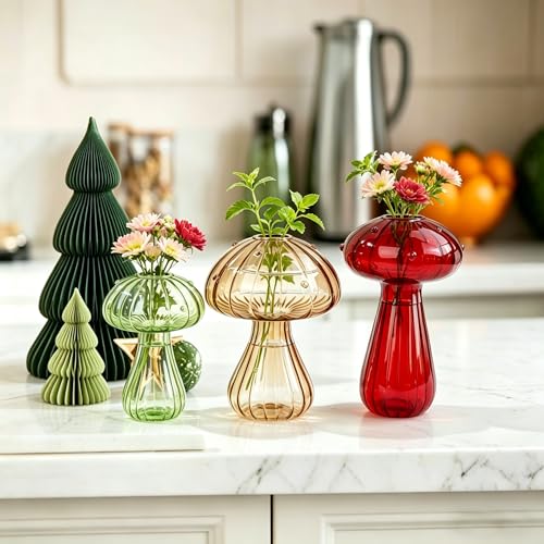 Mushroom Glass Propagation Station for Plants: Set of 5