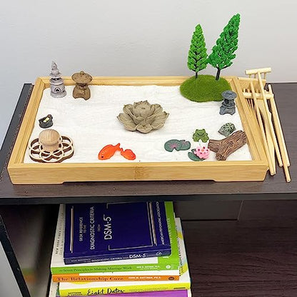 24 PCS DIY Sand Zen Garden Tools, Mini Zen Garden Rake Sets for Serenity and Spiritual Meditation, Tasteful and Elegant Zen Garden Accessories for Home Decor, and Father or Mother's Gift, by GNIEMCKIN