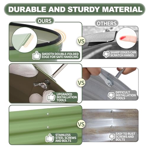 1MORE Galvanized Raised Garden Bed Outdoor,Planter Bed 4x2x1ft,Green,4-Pk - color: Green