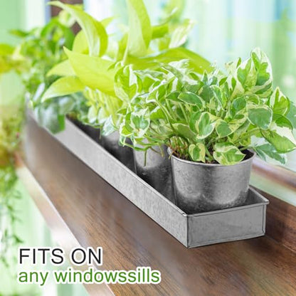 FoldTier 2 Sets Indoor Herb Garden Planter Kit with 10 Metal Pots, Silver - color: Sliver