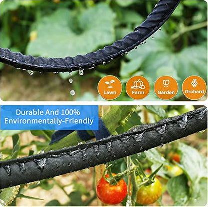 Hlinker Flat Soaker Hose 50 200 FT for Garden Beds, 200FT 1/2" Linkable Consistent Drip Irrigation Hose Save 80% Water, Leakproof Heavy Duty Double Layer Sprinkler Hose - size: 200FT (50'X4)