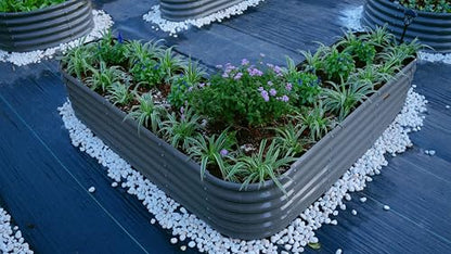 Anleolife 12-Bed Heart, Oval, Round & Heart Raised Bed Set, Quartz Grey - color: Gardener G, size: Set of 12