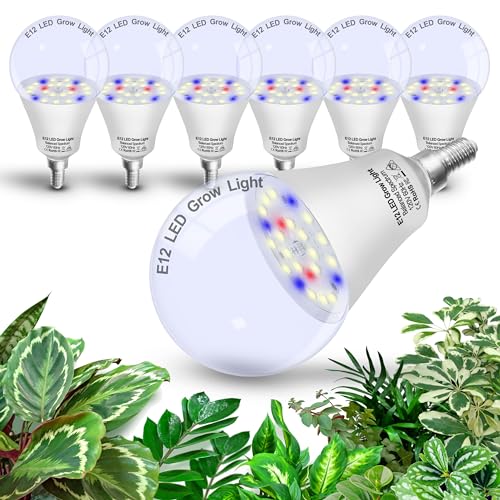 ALIDE Full Spectrum Grow Light Bulbs for Indoor Plants E12 Candelabra Base - size: E12