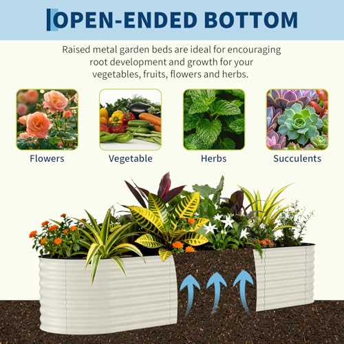 Garvee 2 Pack 8x2x1.5ft Galvanized Raised Garden Bed, Metal Planter Box - color: Beige-oval, size: 8x2x1.5ft 2pcs