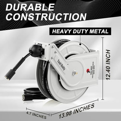 Tool Daily Retractable Pressure Washer Hose Reel 60 FT x 1/4”, 3600 PSI - size: 60 FT