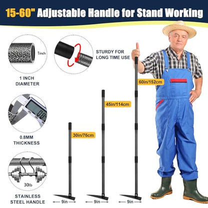 Garden Hoe 60'' Adjustable Heavy Duty Triangle Blade for Weeding & Digging - size: 60 Inches