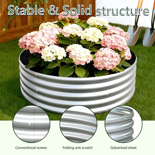 3PCS 4x4x1FT Galvanized Metal Raised Garden Bed,Outdoor Planter Box for Vegetables - size: 4x4x1(3PCS)