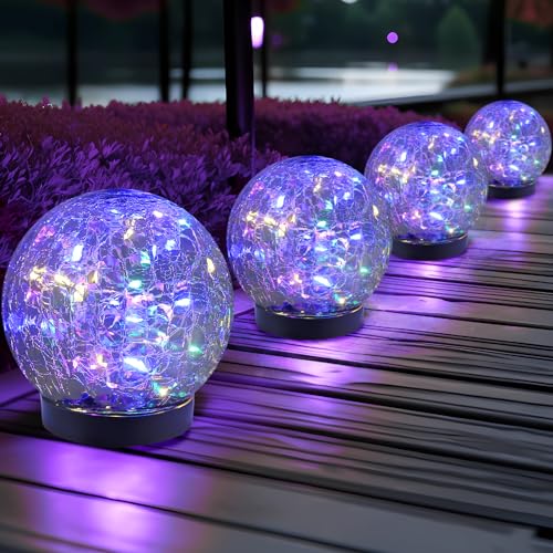 JKIMK Solar Globe Lights Outdoor Waterproof-Solar Balls for Garden - color: Multicolor, size: 4 Globes