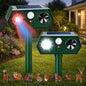 Solar Ultrasonic Animal Repeller with Red&Blue Light for Gardens, Farms and Courtyards, Outdoor Sonic Fortress Pro Deterrent for Deer, Raccoons, Squirrels, Cats, Rabbits, Skunks, Foxes & More(2Pack)