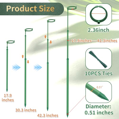 Telescoping Plant Stakes, 5Pcs 17.9IN to 42.3IN Adjustable Monstera Support - size: 42.3Inches 5Pack