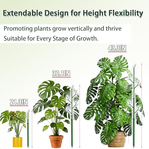 Telescoping Monstera Support Stakes, Detachable Plant Sticks 2 Pack - size: 2PACK-43.3in
