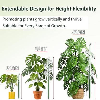 Telescoping Monstera Support Stakes, Detachable Plant Sticks 2 Pack - size: 2PACK-43.3in
