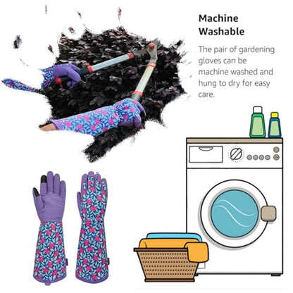 Thornproof Rose&Cactus Gardening Gloves,Gauntlet Garden Glove,Gifts - color: Purple, size: Medium
