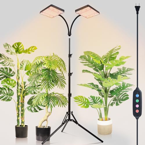 FRGROW 2026 2Head Grow Light with Stand for Indoor Large and Tall Plants - size: 2 Head-Stand