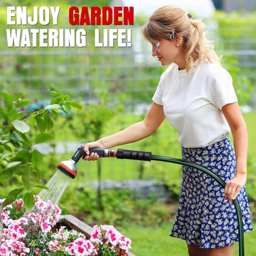 Heavy Duty Garden Hose 75ft, NON-EXPANDABLE Flexible Water Hose, Kink Resistant Lightweight Hybrid Hose, Leakproof Hose Male to Female Fittings - color: Black+Green, size: 75ft