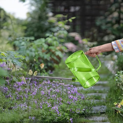 Plastic Watering Can - Small with Long Spout - 1/4 Gallon - 32 Oz - Green - color: Green