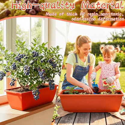 8 Pcs 24 Inch Plastic Window Boxes Planters, Red - color: Red