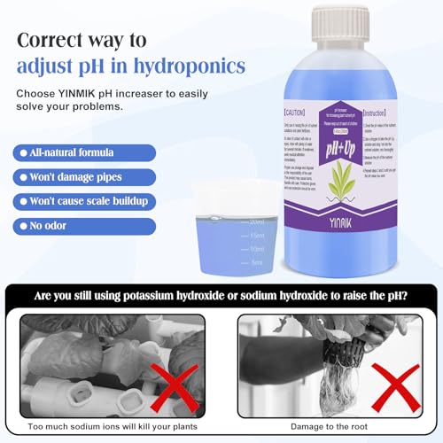 General Hydroponics pH Up Liquid, pH Control Liquid Increase pH Levels - color: Blue pH Up