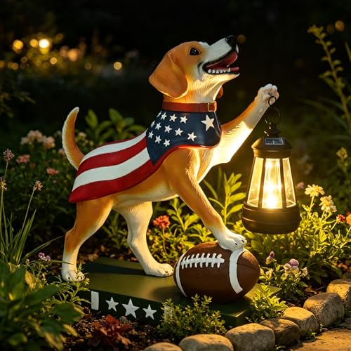Solar Dog Garden Statues with Clearance Lights, 11" Dog Figurine Home Decor - color: Dog