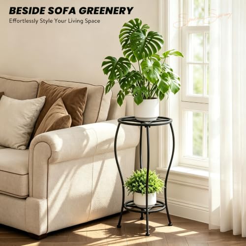 TOSKING 2-Tier Tall Metal Plant Stand, Indoor Outdoor, 28.7-Inch, Black - color: Black-2Tier-28''