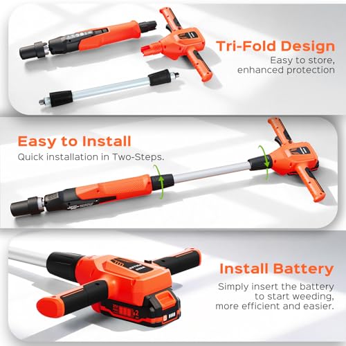 Weed Puller Tool, 21V Powerful Garden Tools Electric Weeder Tool, Orange - color: Orange