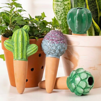 SURE YUESI 4PCS Self Watering Globes, Automatic Terracotta Watering Bulbs - Watering Spikes, Vacation Plant Watering Devices System, Plant Watering Globes for Indoor and Outdoor Plants - Cactus - color: Cactus