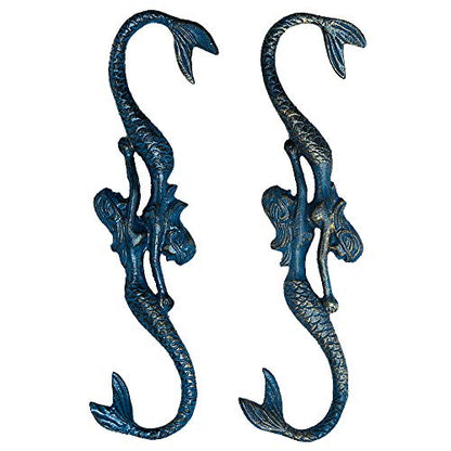 Sungmor Cast Iron Plant Hangers, 2PC Mermaid & 11 Inch Length, Large S Hooks for Hanging Plants, Ceiling Extender Hooks for Hanging Flower Basket, Planter, Macrame Plant Holder, Lantern, Windchime - color: Mermaid Hooks- 2pcs