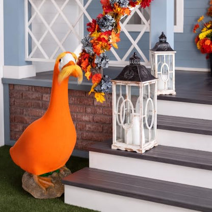 Gilprop Halloween Porch Goose Outfit with Orange Fuzzy Mustache - style: Orange Fuzzy Mustach