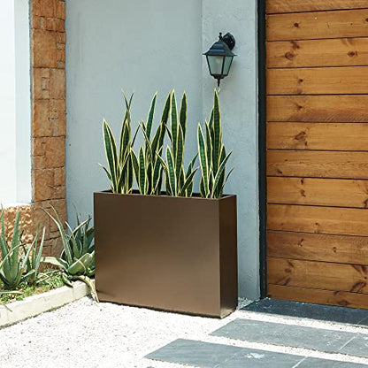Wallowa 38Lx10Wx30H Rust-Resistant Metallic Heavy Planter Box - color: Espresso