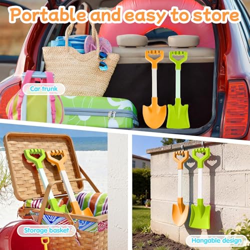 20 Inch Heavy Duty Plastic Beach Shovels for Kids Sand & Snow Digging - color: Orange-Green