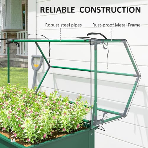 Outsunny Raised Garden Bed with Flip-Up Cover, 39.4"x18.9"x48.8", Green - color: Green