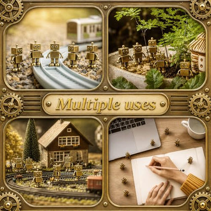 Civaner 50 Pcs Small Robots, Mini Brass Figurines, Mini Robots - style: Robot