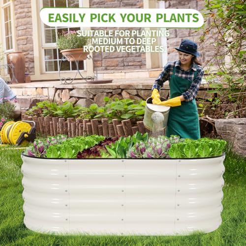 Galvanized Raised Garden Bed - 2 Pcs 4x2x1.4FT Planter Box, White - color: White, size: 4x2x1.4ft