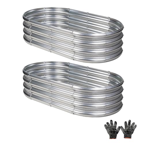 Gartist 2 pcs 4×2×1 ft Raised Garden Bed for Outdoor, Easy Assembly Galvanized Planter Box for Vegetables, Flowers & Herbs - size: 4×2×1ft 2pcs
