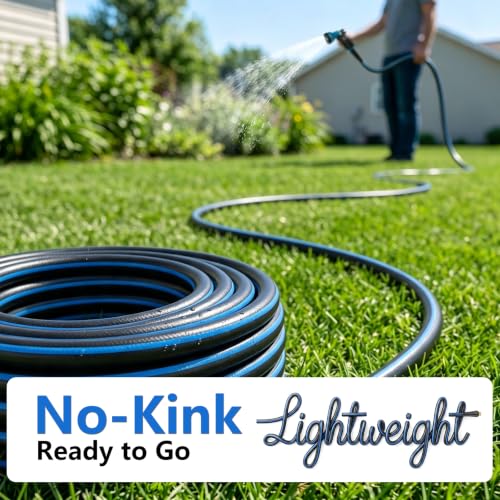 Heavy Duty Garden Hose 100FT, Flexible Water Hose with 10 Function Sprayer - color: Dark Blue, size: 100FT