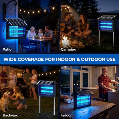 Solar Bug Zapper, 4500V Mosquito Zapper Waterproof for Patio - color: Black