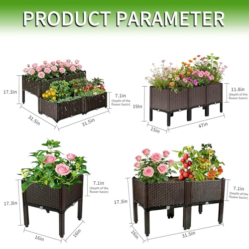 Elevated Garden Planter, Modular Raised Bed for Vegetables & Herbs