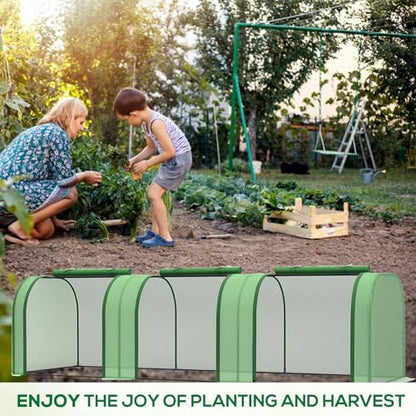 Mini Greenhouse 10' x 3' x 2.5', Green House with Roll-Up Zipper Door, Heavy Duty PE Cover, Sturdy Steel Frame, Waterproof Portable Garden Plant Tent for Indoor Outdoor, Balcony, Patio & Seedlings