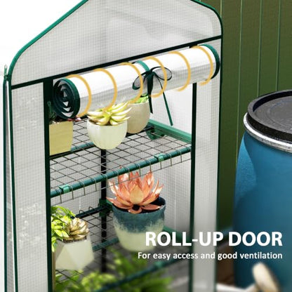 Outsunny 4 Tier Mini Greenhouse w/ Screen Roof 27.6" x 19.7" x 62.2" White - color: White, size: 4 Tier