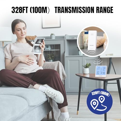Raddy WF-50T Wireless Weather Station, Thermometer Hygrometer, White - color: White