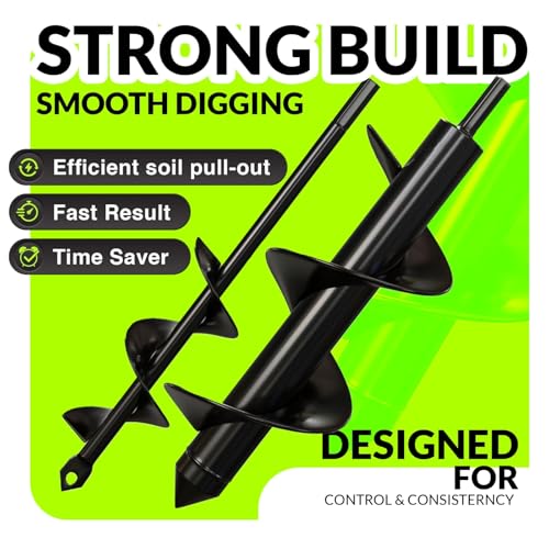 2pk Auger Drill Bit for Planting 1.6" x 9" + 3" x 10" Set - size: 1.6 x 9 + 3 x 10 Inch