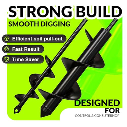 2pk Auger Drill Bit for Planting 1.6" x 9" + 3" x 10" Set - size: 1.6 x 9 + 3 x 10 Inch