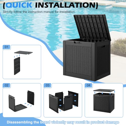 32 Gallon Outdoor Storage Box Waterproof Deck Box Patio Storage - color: Black, style: 32Gallon-style1