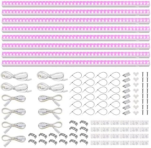Barrina T5 LED Grow Lights, Full Spectrum Growing Light, 2FT 10W, 8 Packs - color: Pink, size: 2ft-white Cover