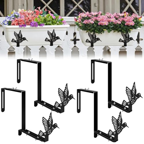 Chumia 4 Pcs Window Box Brackets Adjustable Planter Box Bracket for Railing